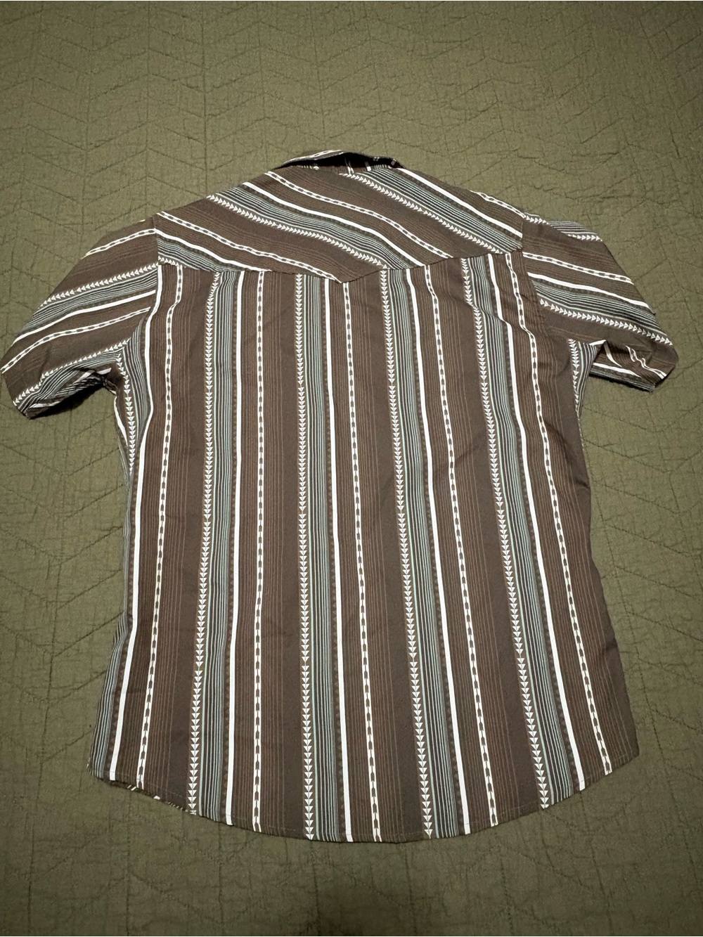El Corral Western Boots Shirt Men’s Medium Brown Aztec Pearl Snap - Picture 3 of 3